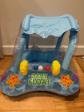 Donating tomorrow last day! Baby Float Inflatable Pool Seat with Canopy - Blue